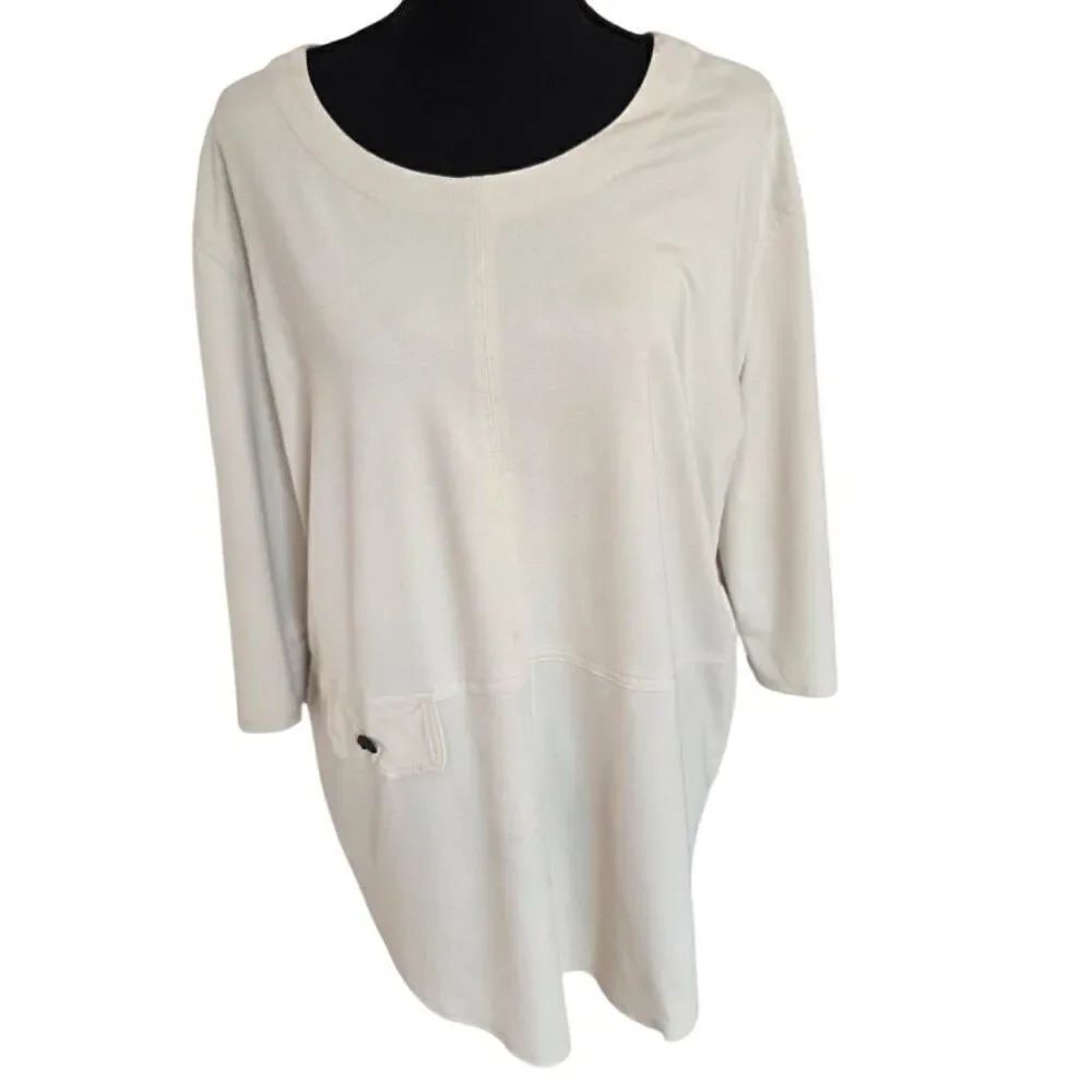 By JJ Womens Beige Quarter Sleeve Pullover Tunic Top Size Medium